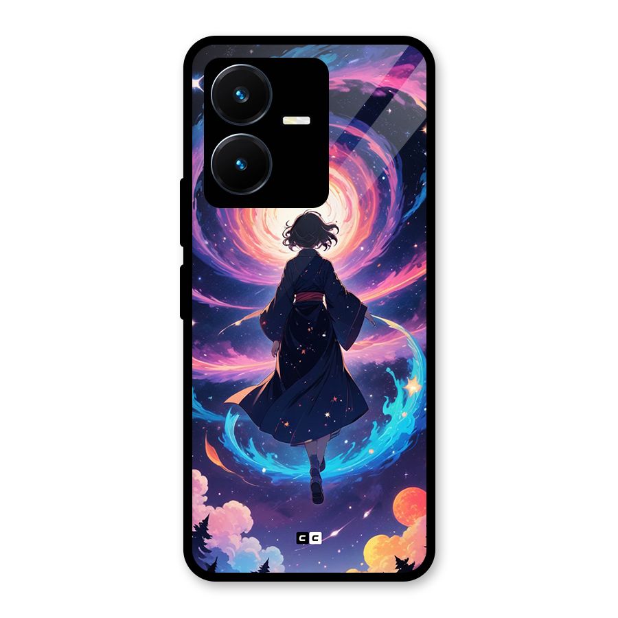 Anime Galaxy Girl Glass Back Case for Vivo Y22s