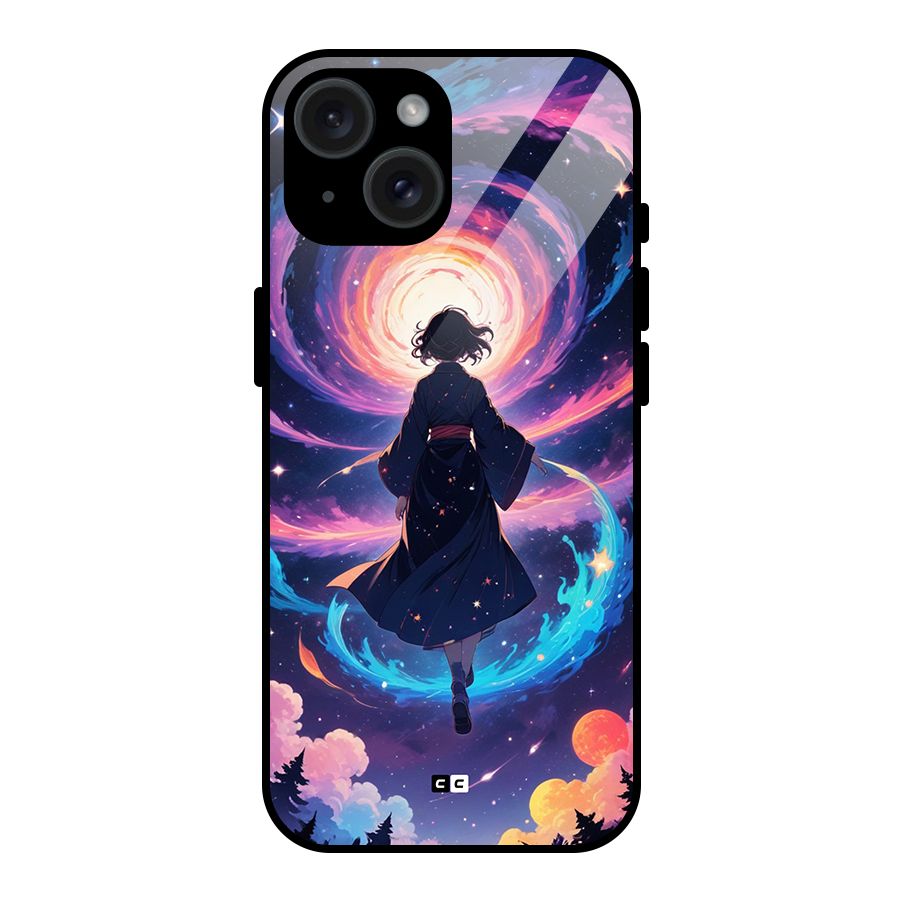 Anime Galaxy Girl Glass Back Case for iPhone 15