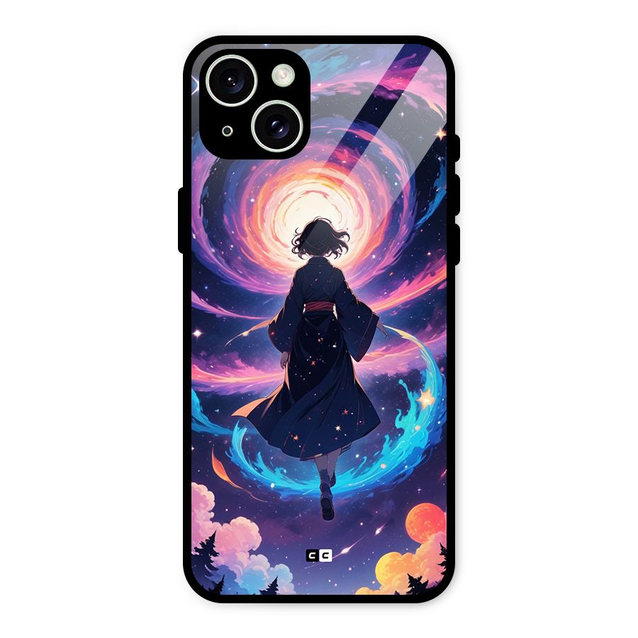 Anime Galaxy Girl Glass Back Case for iPhone 15 Plus