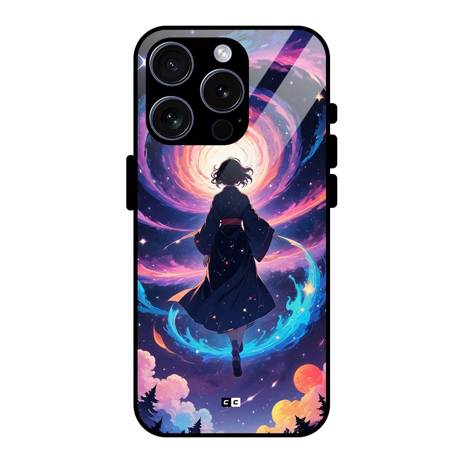 Anime Galaxy Girl Glass Back Case for iPhone 15 Pro