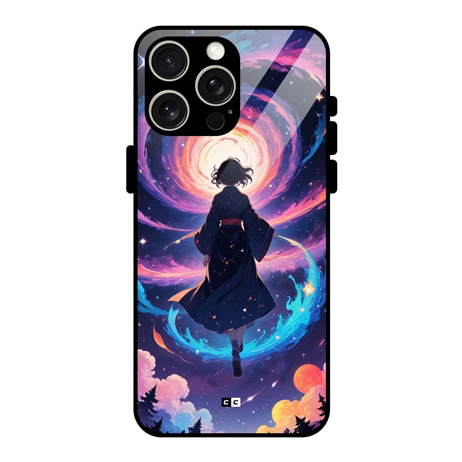 Anime Galaxy Girl Glass Back Case for iPhone 15 Pro Max