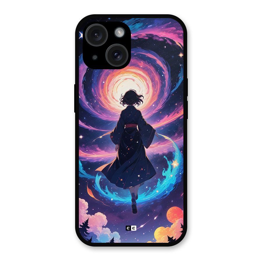 Anime Galaxy Girl Metal Back Case for iPhone 15