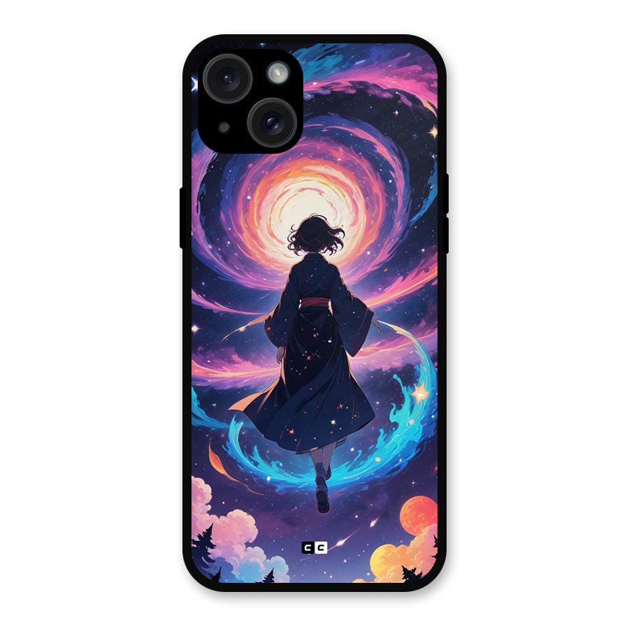 Anime Galaxy Girl Metal Back Case for iPhone 15 Plus