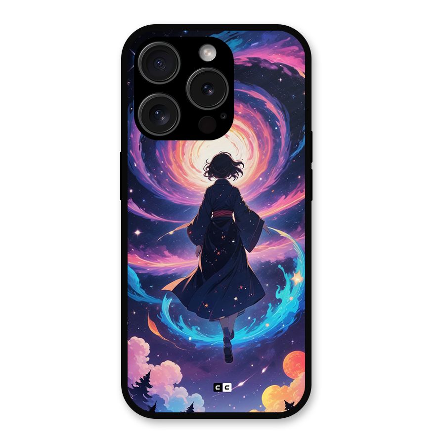 Anime Galaxy Girl Metal Back Case for iPhone 15 Pro