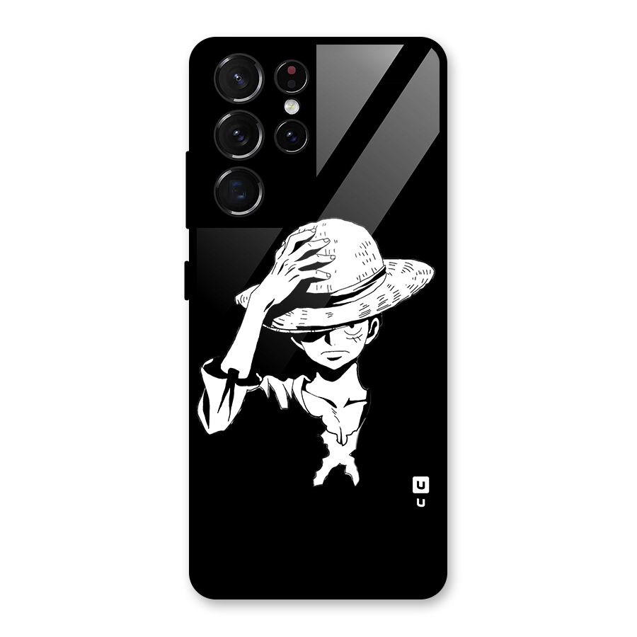 Anime One Piece Luffy Silhouette Glass Back Case for Galaxy S21 Ultra 5G