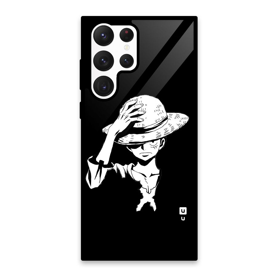 Anime One Piece Luffy Silhouette Glass Back Case for Galaxy S22 Ultra 5G