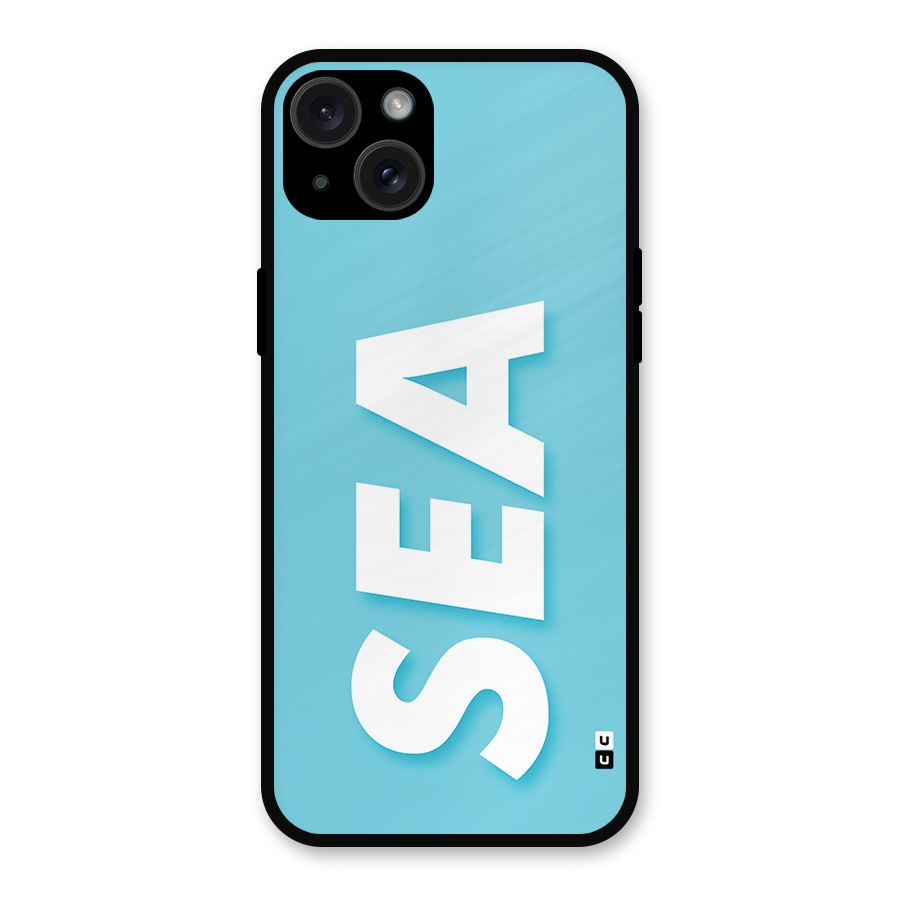 Aqua Sea Metal Back Case for iPhone 15 Plus