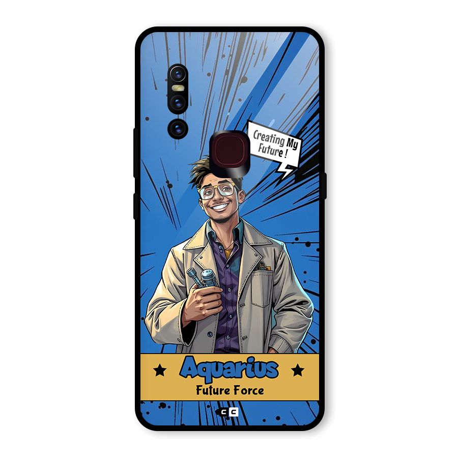 Aquarius Force Glass Back Case for Vivo V15