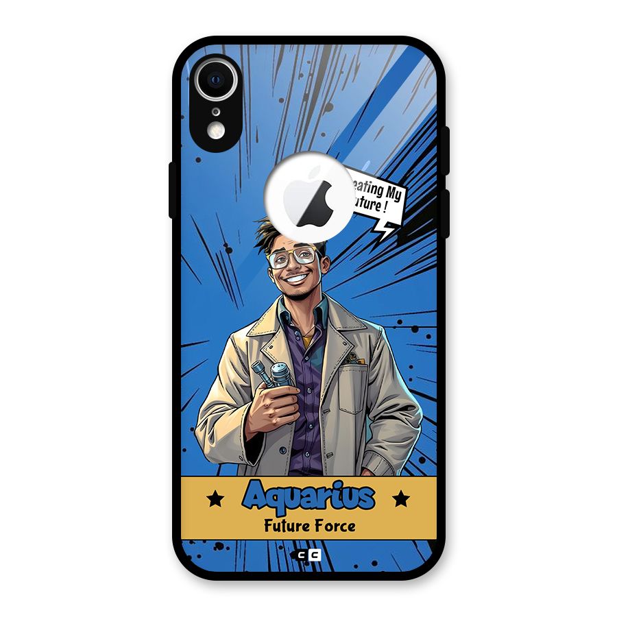 Aquarius Force Glass Back Case for iPhone XR Logo Cut