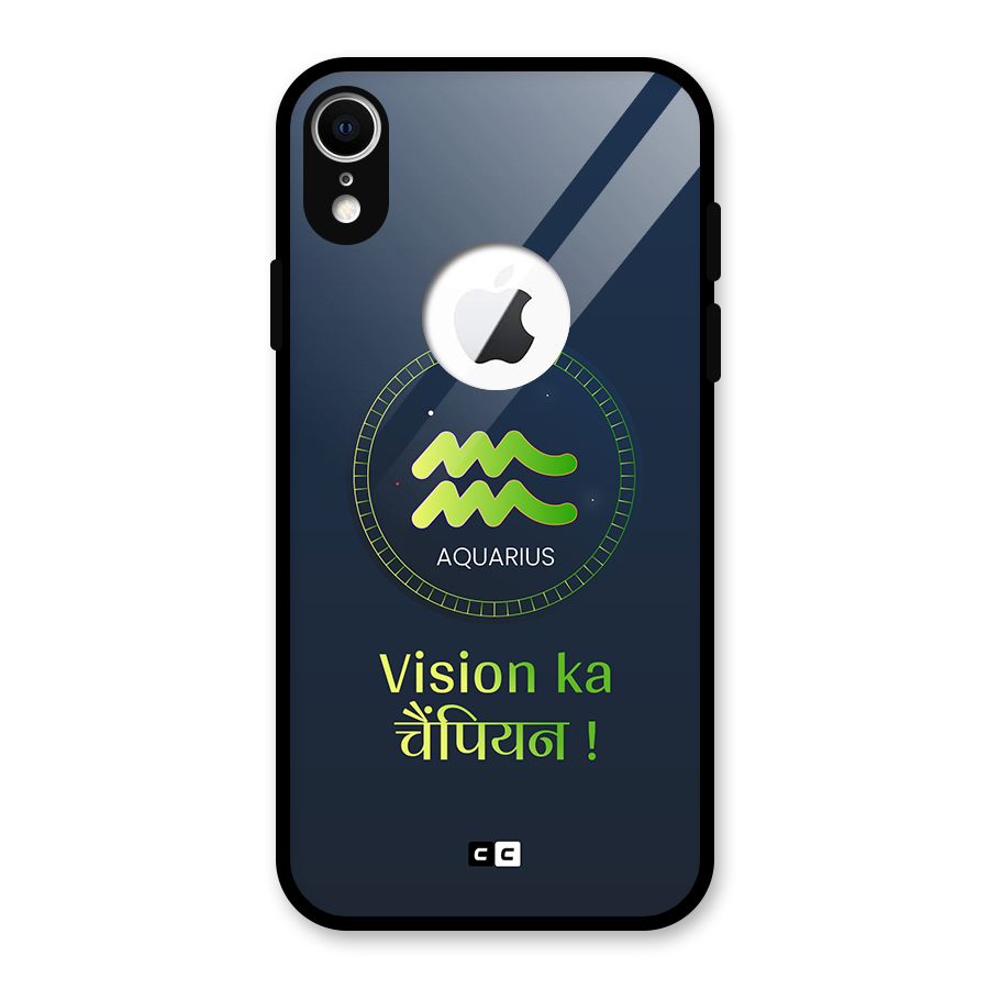 Aquarius Vision Glass Back Case for iPhone XR Logo Cut