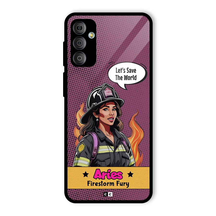 Aries Fury Glass Back Case for Galaxy F23