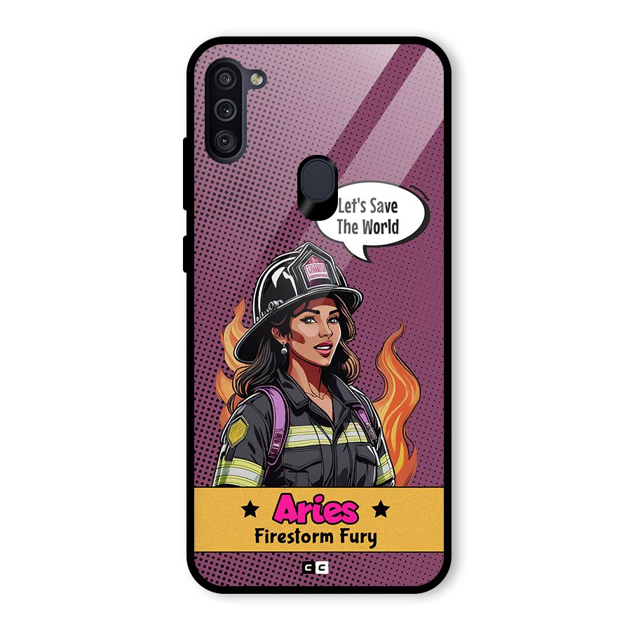 Aries Fury Glass Back Case for Galaxy M11