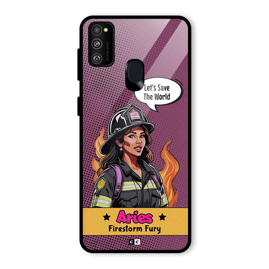 Aries Fury Glass Back Case for Galaxy M21