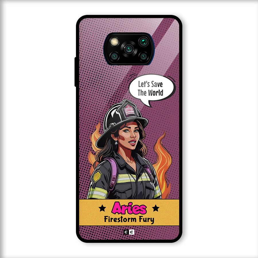 Aries Fury Glass Back Case for Poco X3