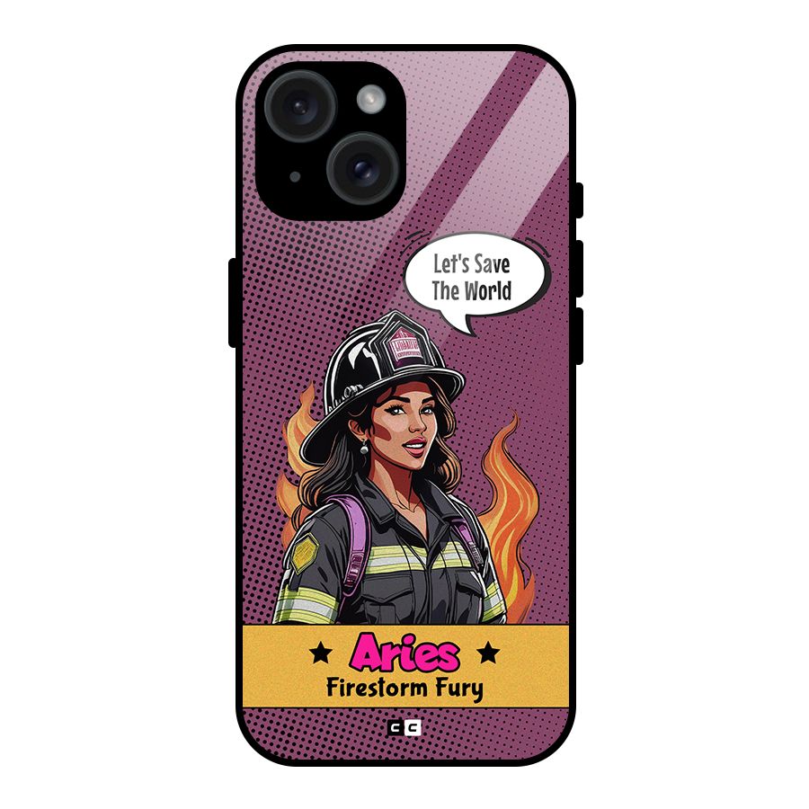 Aries Fury Glass Back Case for iPhone 15