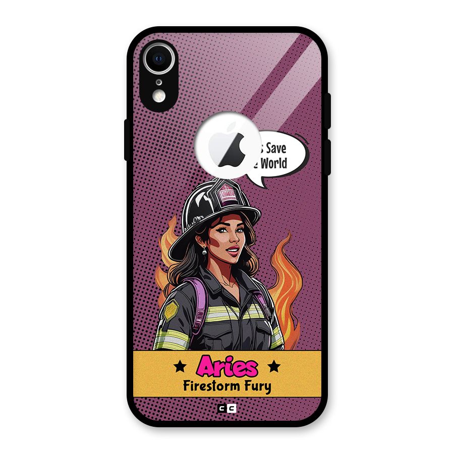 Aries Fury Glass Back Case for iPhone XR Logo Cut