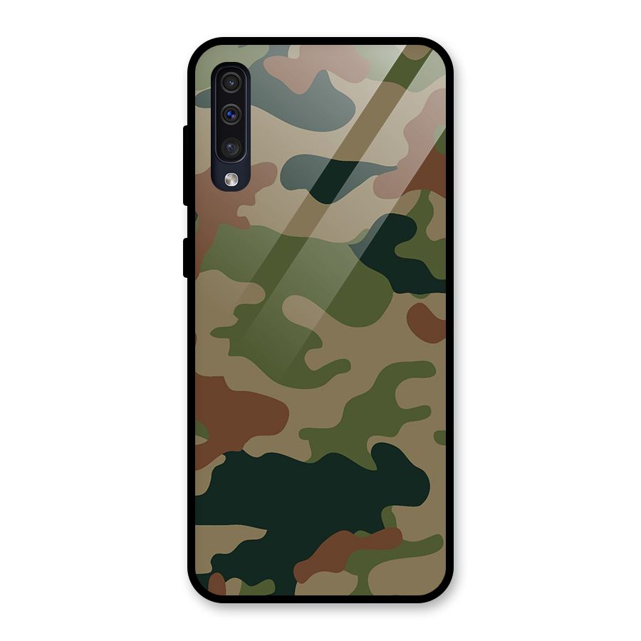 Army Camouflage Glass Back Case for Galaxy A30s