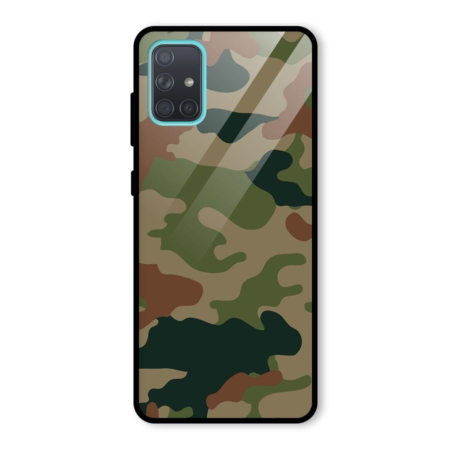 Army Camouflage Glass Back Case for Galaxy A71