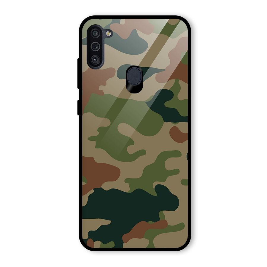 Army Camouflage Glass Back Case for Galaxy M11