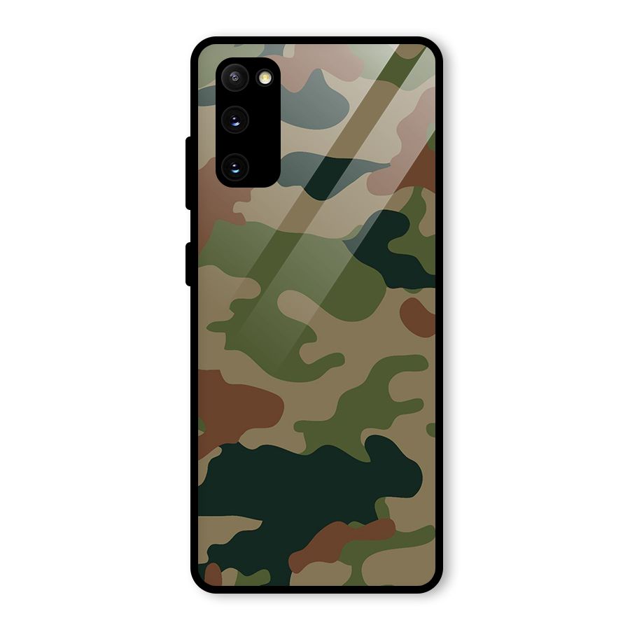 Army Camouflage Glass Back Case for Galaxy S20 FE