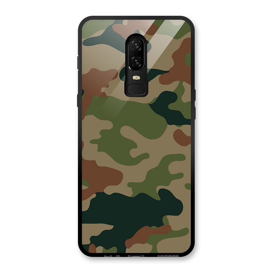 Army Camouflage Glass Back Case for OnePlus 6