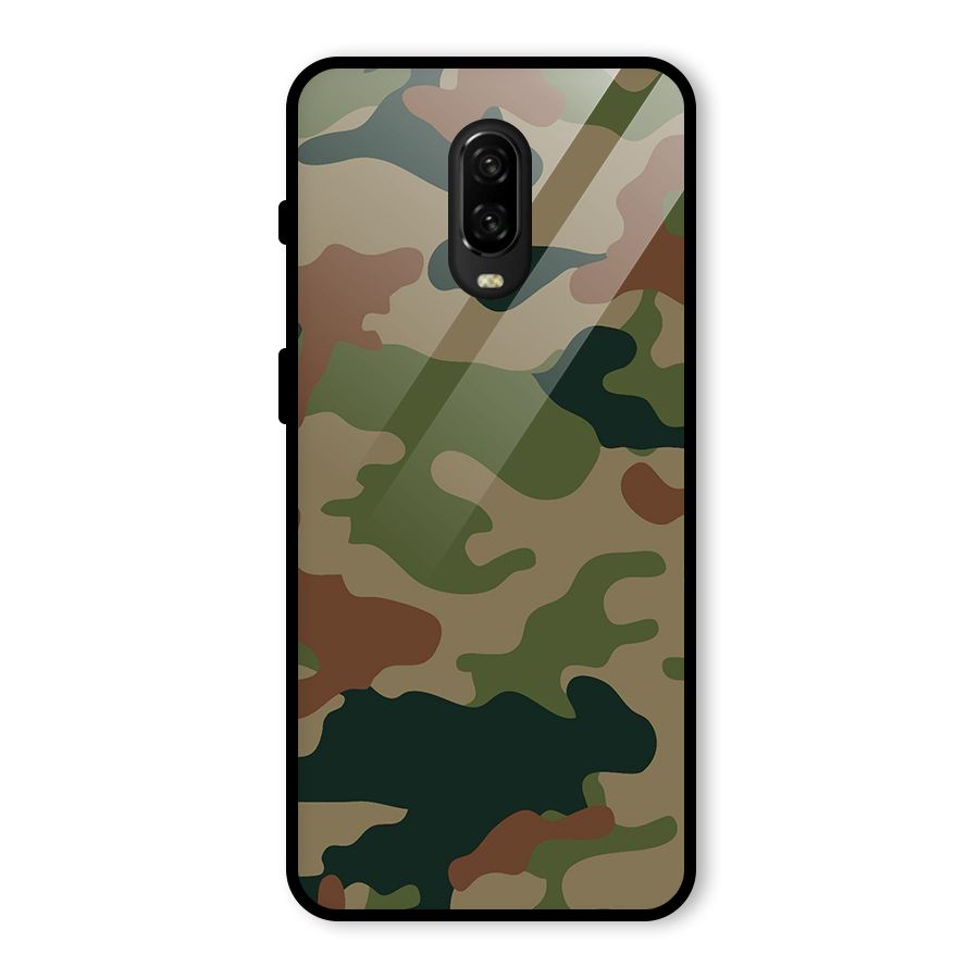 Army Camouflage Glass Back Case for OnePlus 6T