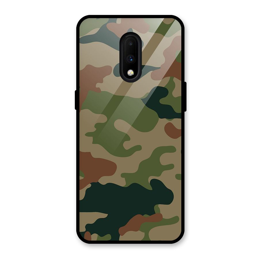 Army Camouflage Glass Back Case for OnePlus 7