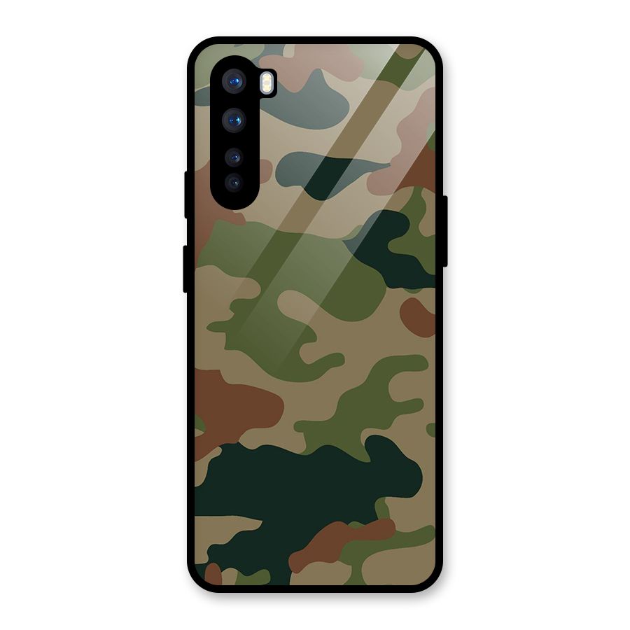 Army Camouflage Glass Back Case for OnePlus Nord