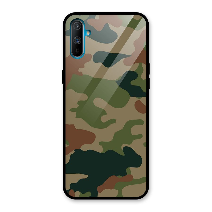 Army Camouflage Glass Back Case for Realme C3