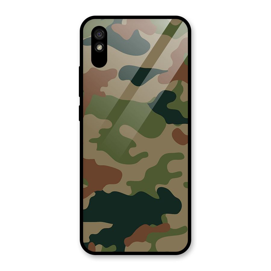 Army Camouflage Glass Back Case for Redmi 9A