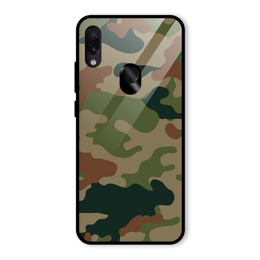 Army Camouflage Glass Back Case for Redmi Note 7 Pro