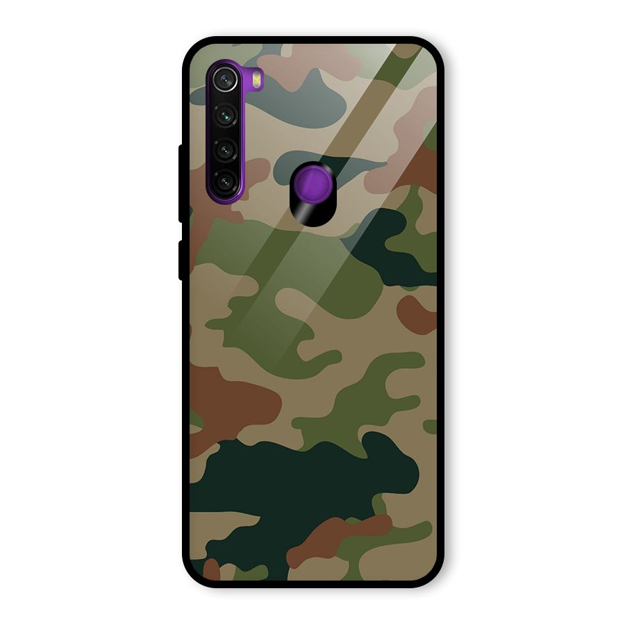 Army Camouflage Glass Back Case for Redmi Note 8