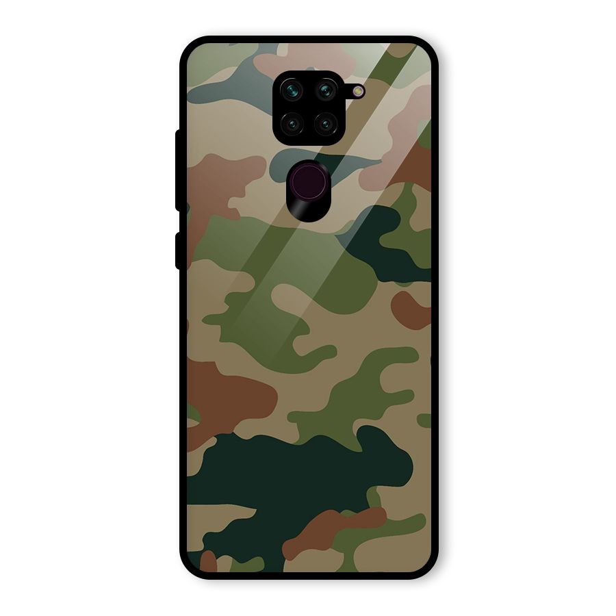 Army Camouflage Glass Back Case for Redmi Note 9
