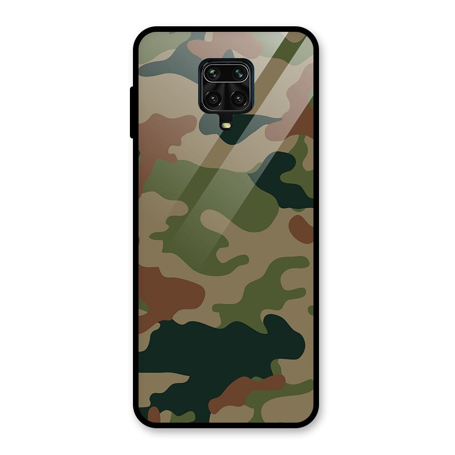 Army Camouflage Glass Back Case for Redmi Note 9 Pro Max