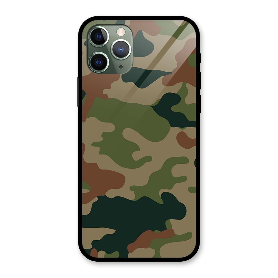 Army Camouflage Glass Back Case for iPhone 11 Pro