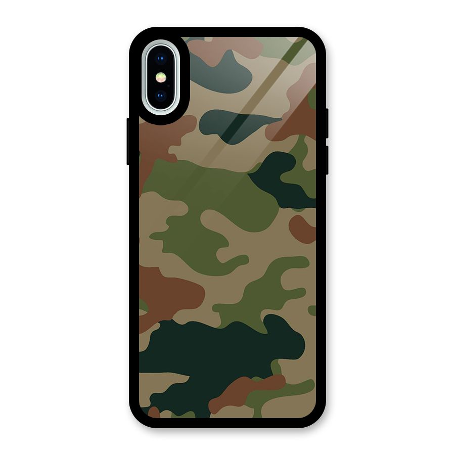 Army Camouflage Glass Back Case for iPhone XS