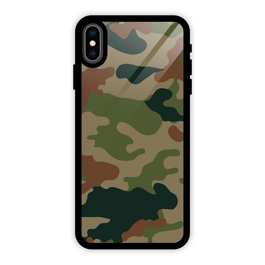Army Camouflage Glass Back Case for iPhone XS Max