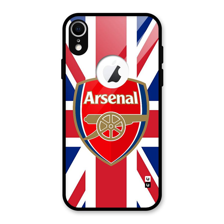 Arsenal Flag Glass Back Case for iPhone XR Logo Cut