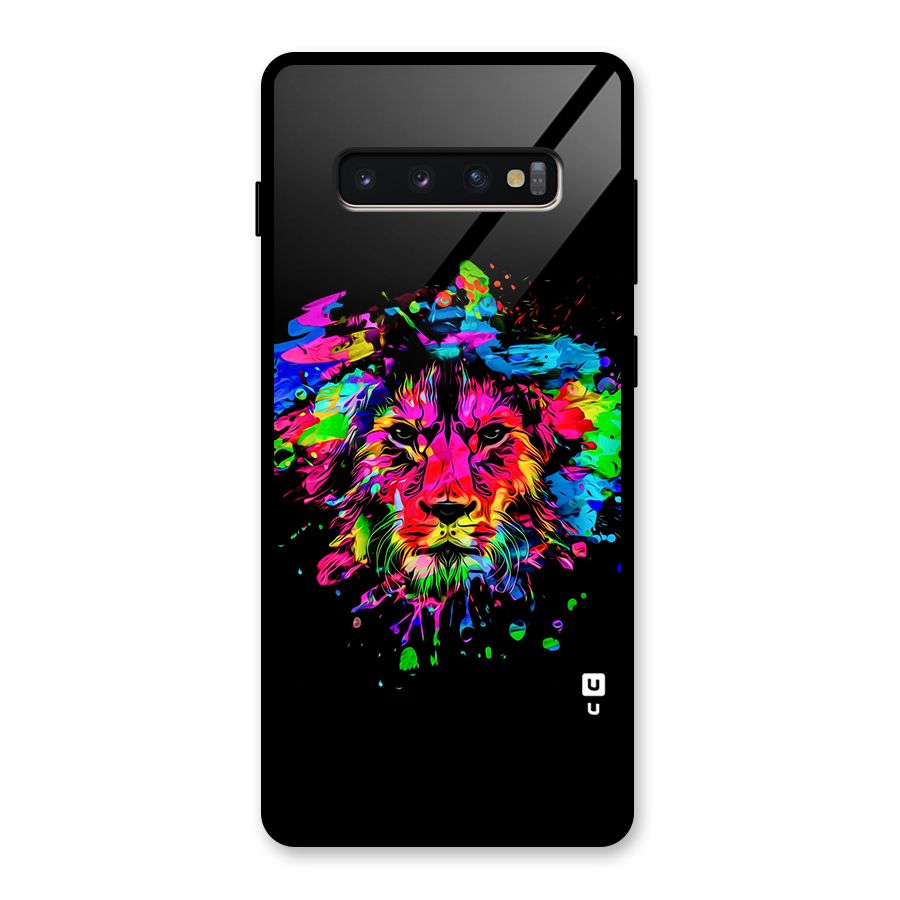 Artistic Lion Art Splash Glass Back Case for Galaxy S10 Plus