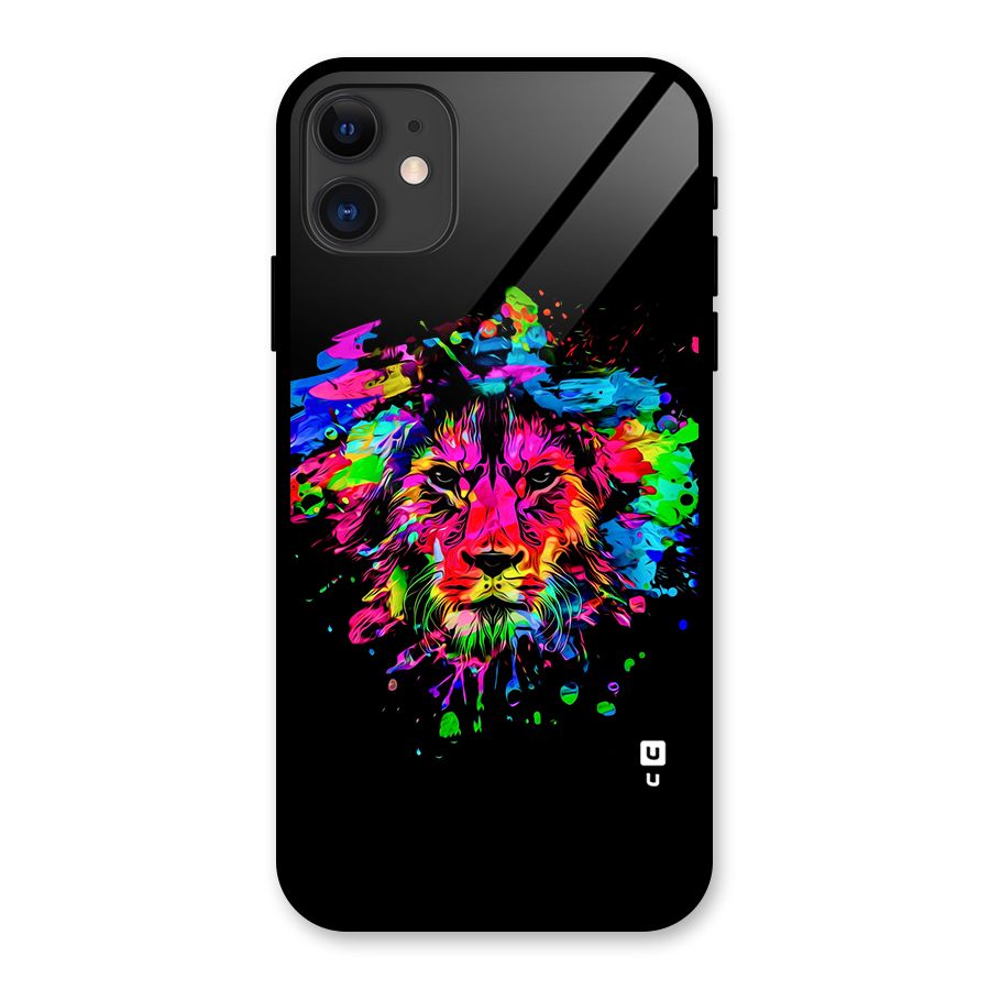 Artistic Lion Art Splash Glass Back Case for iPhone 11