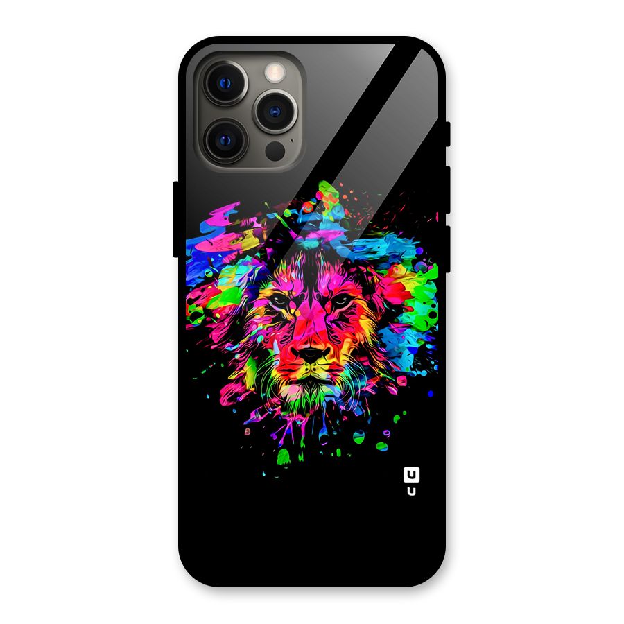 Artistic Lion Art Splash Glass Back Case for iPhone 12 Pro Max
