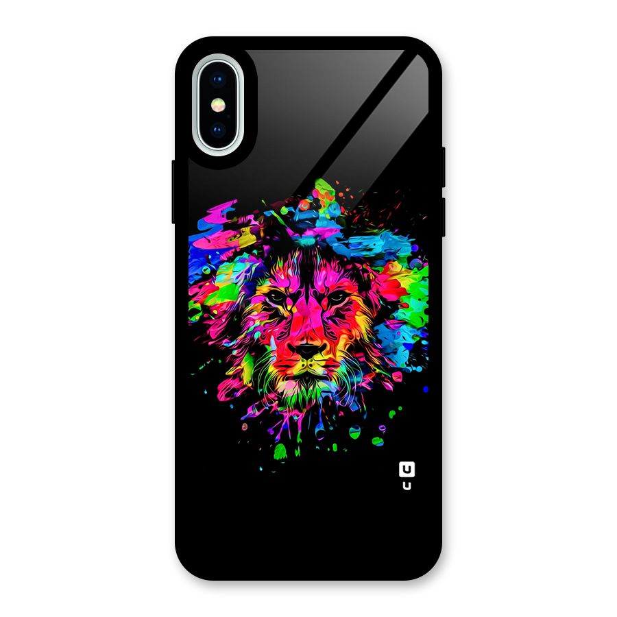 Artistic Lion Art Splash Glass Back Case for iPhone XS