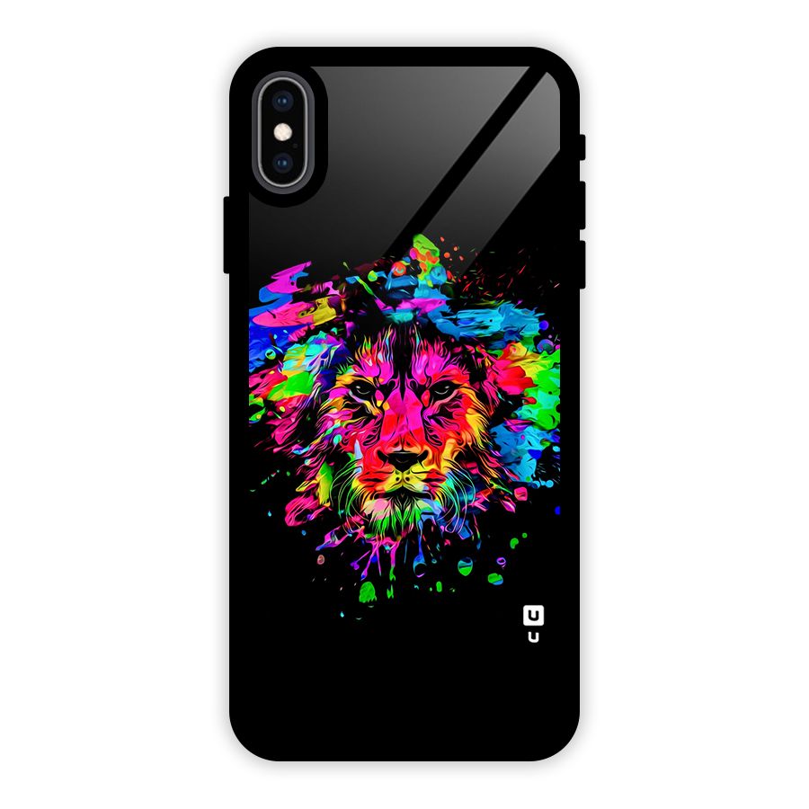 Artistic Lion Art Splash Glass Back Case for iPhone XS Max
