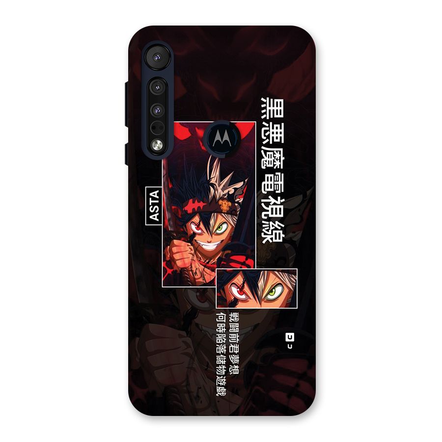 Asta Black Clover Back Case for Motorola One Macro