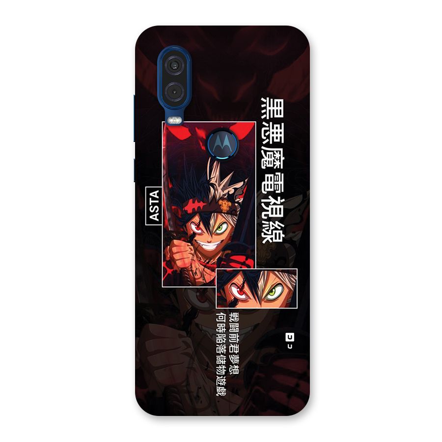 Asta Black Clover Back Case for Motorola One Vision