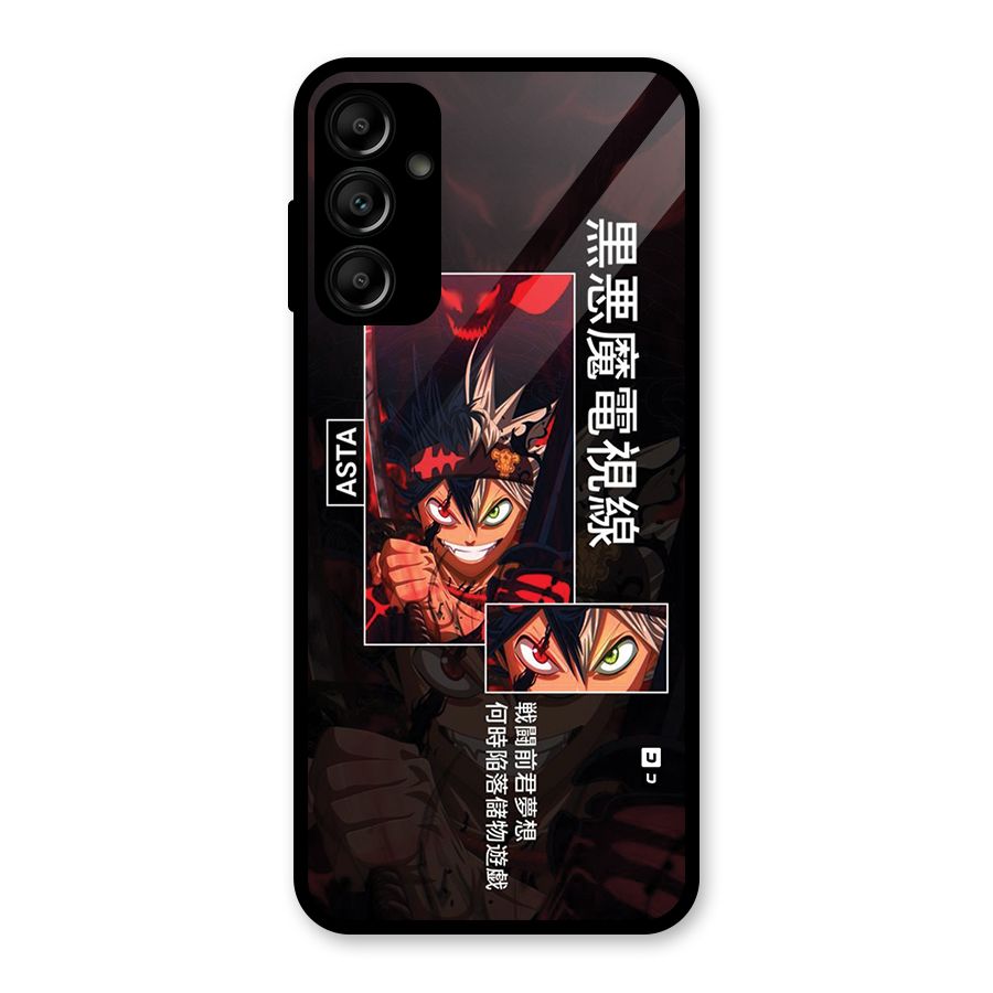 Asta Black Clover Glass Back Case for Galaxy A14 5G