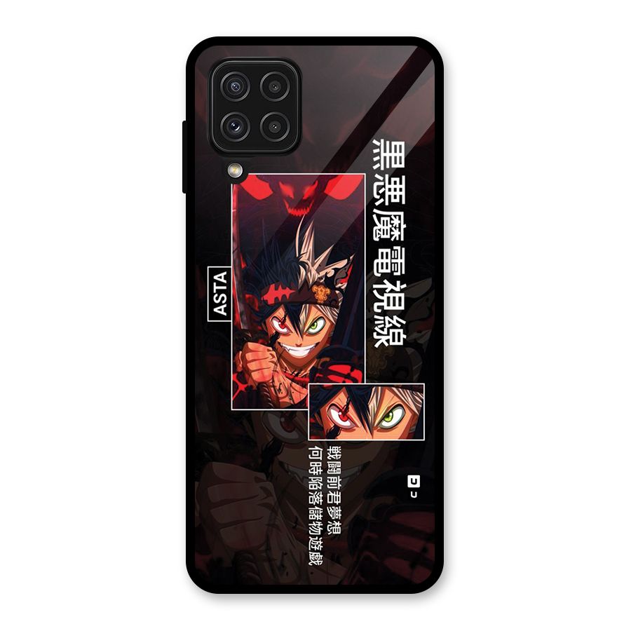 Asta Black Clover Glass Back Case for Galaxy A22 4G