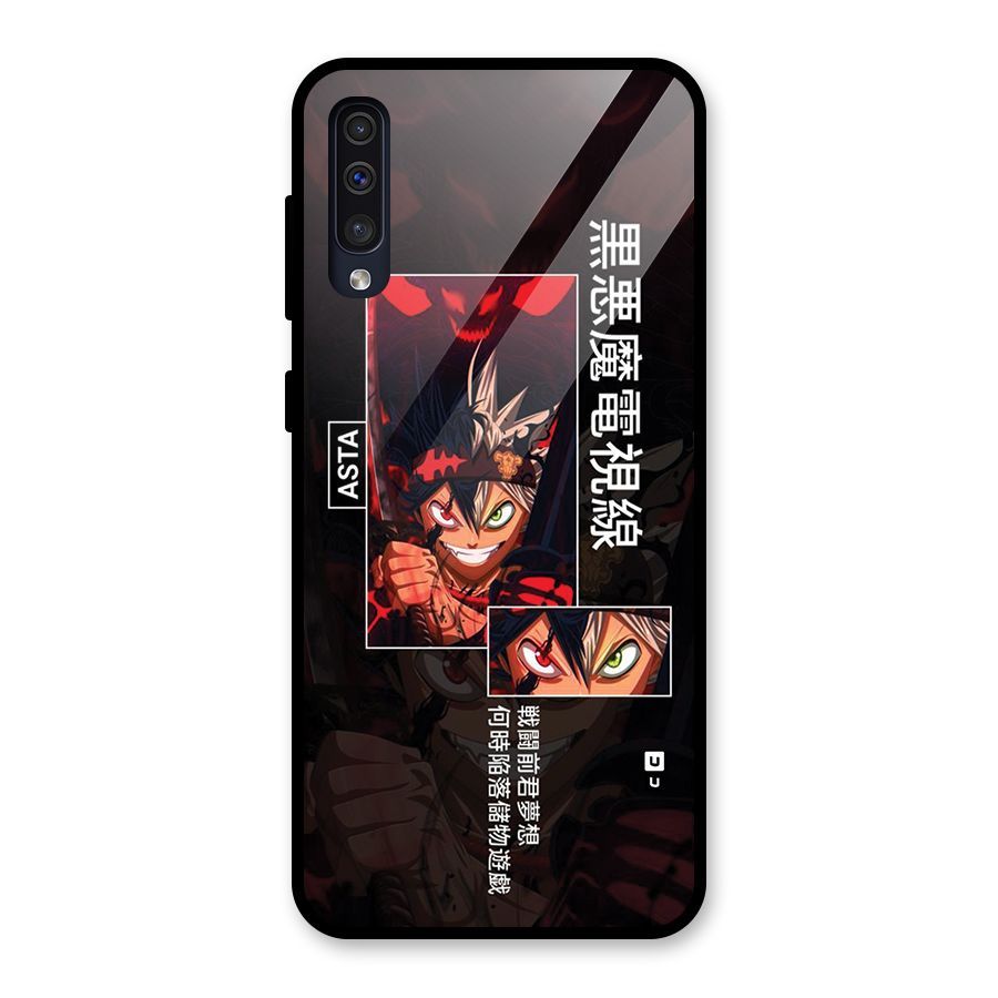 Asta Black Clover Glass Back Case for Galaxy A30s