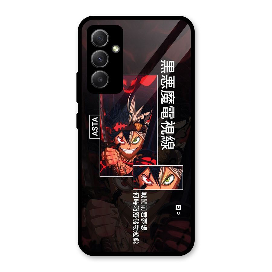 Asta Black Clover Glass Back Case for Galaxy A34