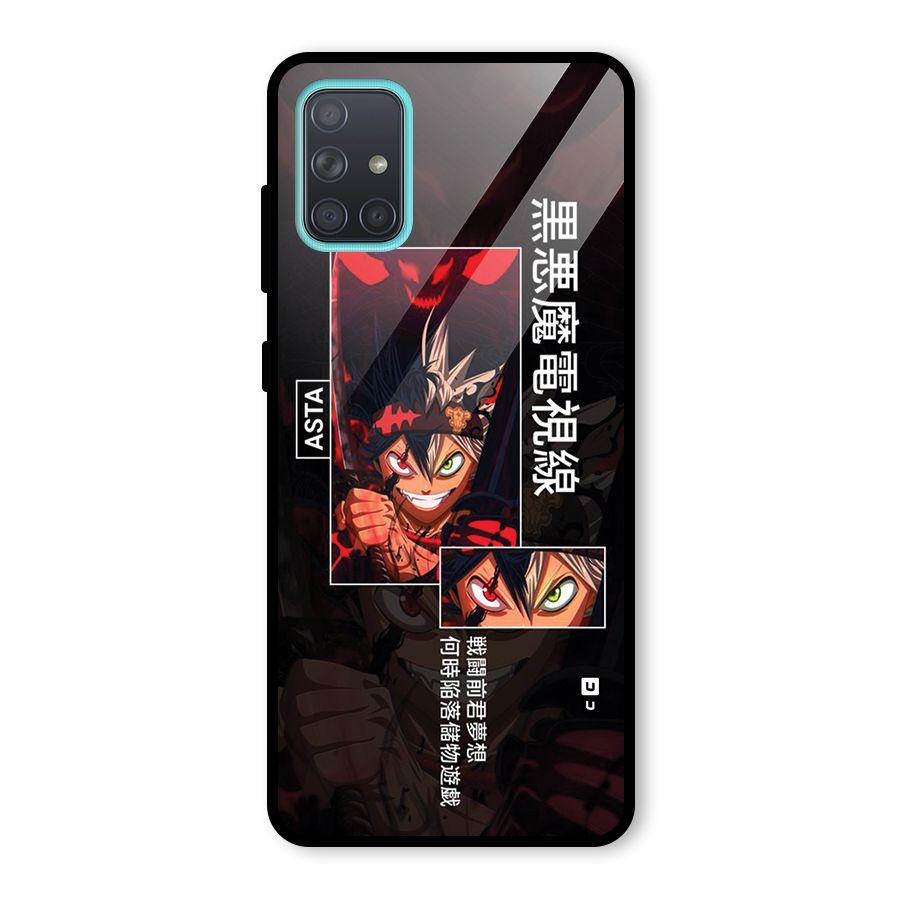 Asta Black Clover Glass Back Case for Galaxy A71